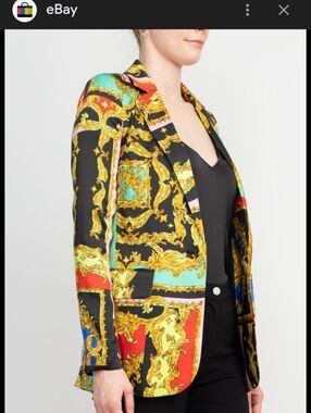Baroque-Print Black Multi Blazer